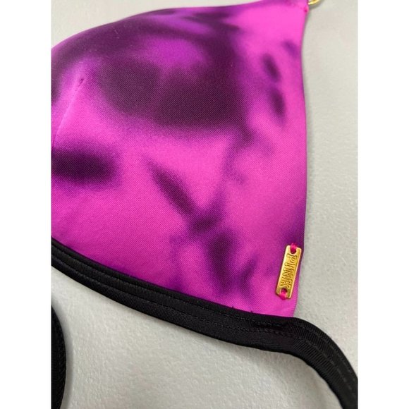 Victoria's Secret PINK small purple tie dye triangle halter tie back‎ bikini top - Picture 2 of 5